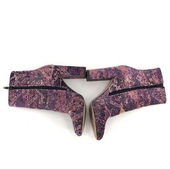 BCBGeneration Retro‎ 70's Glam GoGo Purple Velvet Asian Print Ankle Boots Sz 7 - Picture 4 of 10
